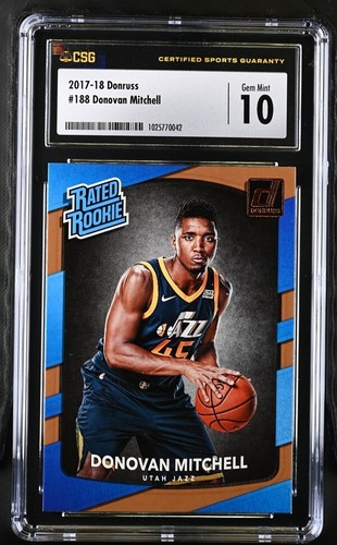 2017-18 Panini Donruss DONOVAN MITCHELL Rated Rookie Card #188 CGC 10 Gem Mint - Picture 1 of 3