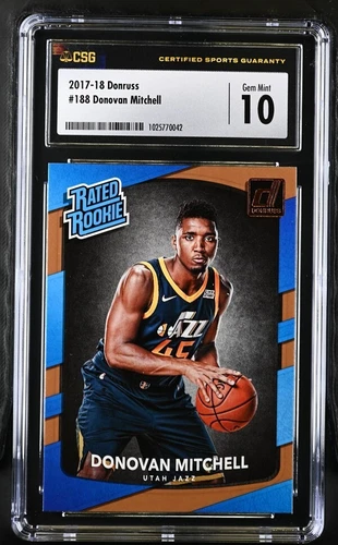 2017-18 Panini Donruss DONOVAN MITCHELL Rated Rookie Card #188 CGC 10 Gem Mint