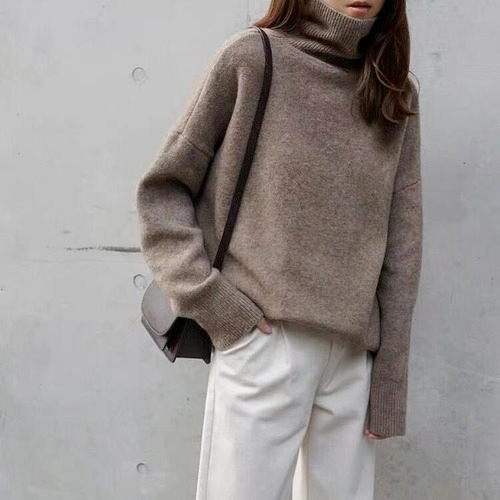 Woman Sweaters Turtleneck  Pullovers Batwing Sleeve Cashmere Knitted Korean Top - Imagen 10 de 11
