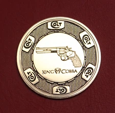 Colt Firearms King Cobra Poker Chip Display Case Bronze Medallion