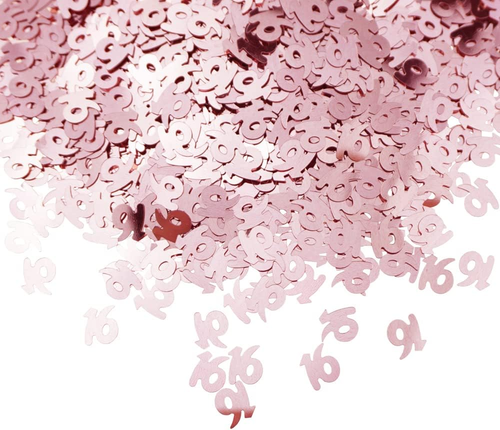 Rose Gold 16Th Birthday Metallic Sequins Sweet 16 Confetti for Tables & Annivers - Picture 3 of 5