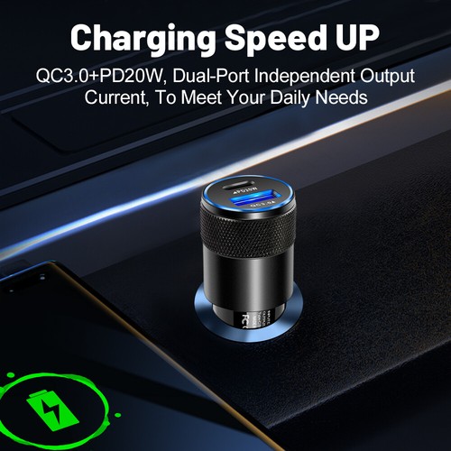 USB Car Charger Quick Charge 3.0 Fast Charging Type C QC3.0 Mobile Phone - Imagen 4 de 14