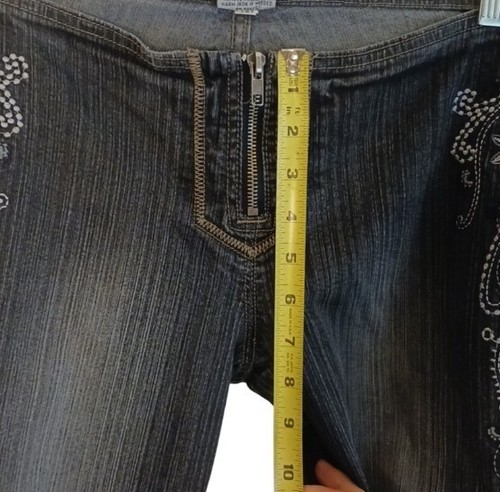 70er Z. Cavaricci Jeans Gr. 7 schwarz blau bestickt Hippie Boho Gypsy Hip Hugger - Bild 10 von 23
