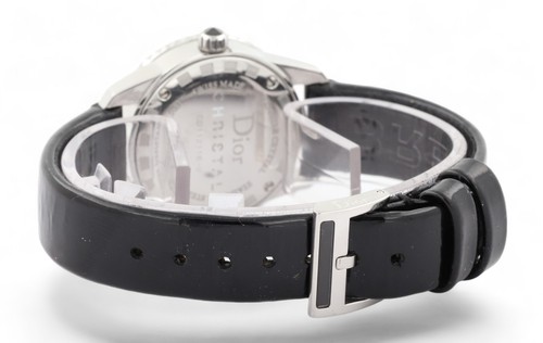 Christian Dior Christal Diamant & schwarzer Saphir Lünette - schwarzes Leder CD112116 - Bild 18 von 24
