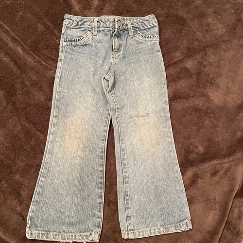 Girls Blue Jeans Size 4T Adjustable Waist GREENDOG Blue Denim flare leg