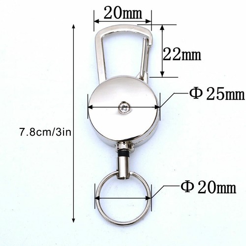 Einziehbar Schlüsselanhänger Ziehen Schlüssel Kette Ring Gürtelclip Keychain new - Bild 6 von 9