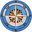 Handmade Vivid Cerulean Blue Nautical Compass Rose Mosaic Medallion
