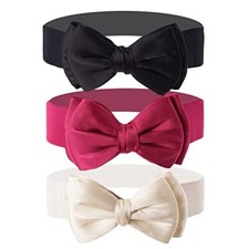 3PCS Women Bow Belt Wide Belt Lady Stretch Cinch Belts for Dress Top