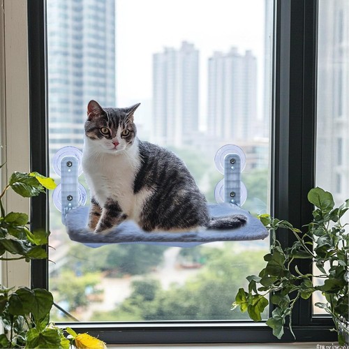 Cat Window Bed with 4 Suction Cups, Folding Window Perch Hammock for Cats Sturdy - Picture 2 of 9