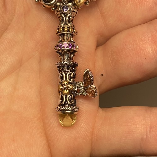 Barbara Bixby Butterfly Key Enhancer / Pendant, Sterling &18K Gemstone & Enamel - Picture 6 of 8