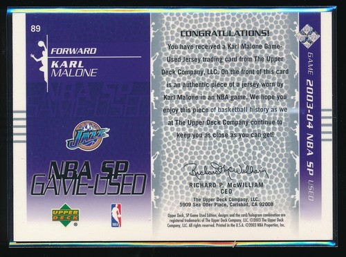 Karl Malone 2002-03 SP Game Used Jersey Utah Jazz - Picture 2 of 2