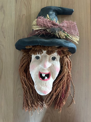 Enchanting Paper Mache Halloween Witch Wall Hanging Whimsical Magical Witchy - Picture 12 of 14
