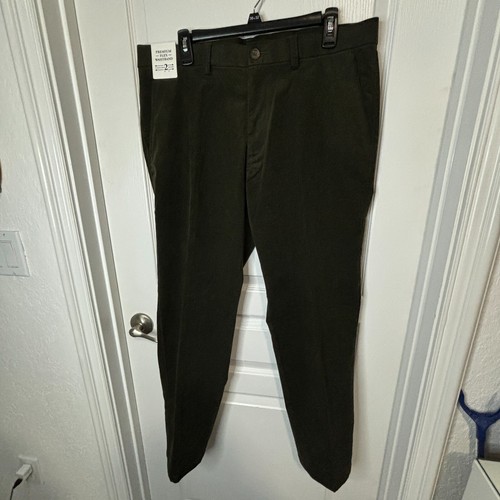 Haggar Men's Straight Fit Stretch Military Green Corduroy Chino Pants, 36W x 30L - Picture 3 of 7