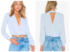 LOVERS & FRIENDS WHISPER WRAP CROP TOP S ANGELCORE FAIRY CLEAN MINIMALIST PEARL