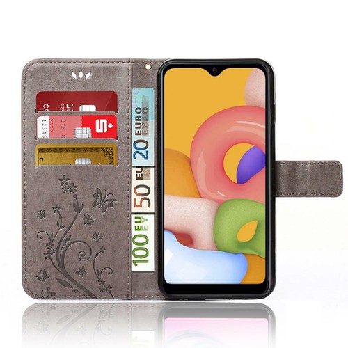 Handy Tasche für Samsung Galaxy A01 Schutz Hülle Blumen Flip Case Wallet Etui - Afbeelding 2 van 6
