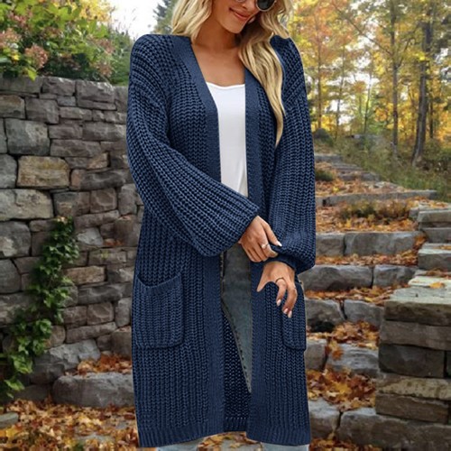 Women's Knitted Sweater Cardigan Plus Size Long Sleeve Loose Pockets Casual Coat - Picture 31 of 36