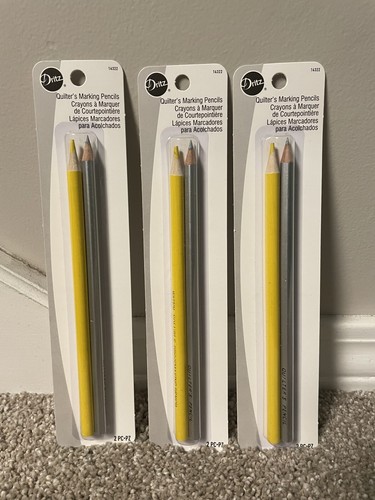 Lot of 6, Dritz Quilting - Quilter's fabric Marking Pencils 3 silver, 3 yellow
