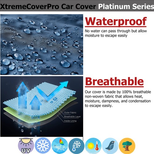 2016 2017 2018 2019 BUICK CASCADA WATERPROOF CAR COVER W/MIRROR POCKET BLACK - Picture 2 of 11