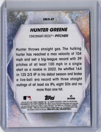 2023 Topps Update Hunter Greene Stars of MLB Chrome #SMLBC-70 - Picture 2 of 2