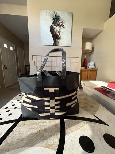 Pendleton Portland Collection Wool Leather Aztec Shoulder Tote Bag 23"x15"x6" - Picture 6 of 8