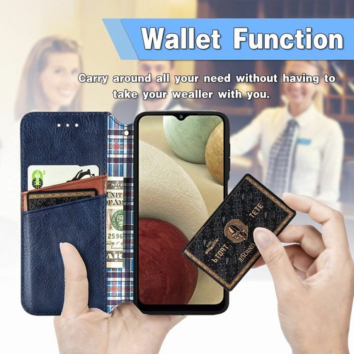 Leather Flip Case For Samsung Galaxy A12 A52s S20FE S21 5G Magnetic Wallet Cover - Picture 10 of 16