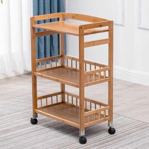 Carro de servir móvil de cocina de 3 niveles de pie color madera salón en casa - Imagen 6 de 13