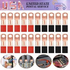 Gauge Copper Lugs Heat Shrink Ring Terminals 1/0 AWG 3/8" Wire Connector kit Lot