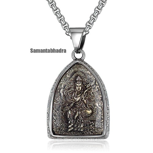 Men Women Buddha Lucky Amulet Necklace Stainless Steel Retro Buddhist Pendant - Picture 24 of 33