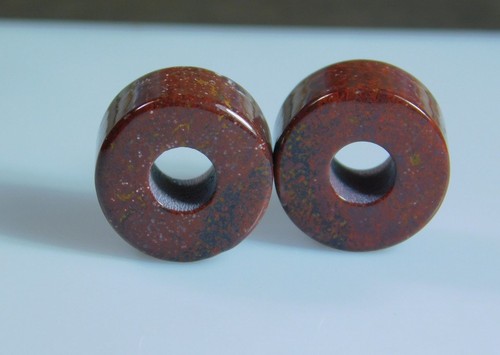 AAA Beautiful Natural Red Jasper Wheel Shape European Big Hole Beads 8x14mm - Picture 1 of 6