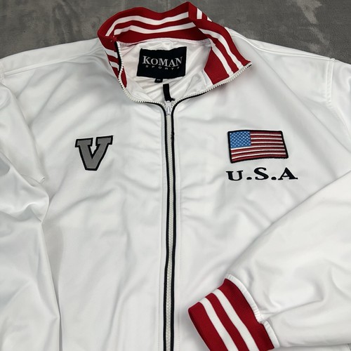 Koman Sports USA Track Jacket Mens 2XL White #5 - Picture 2 of 12