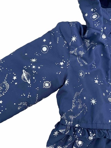 London Fog Girls Size 6X Navy & Silver Space Galaxy Hooded Rain Jacket Coat - Picture 5 of 9