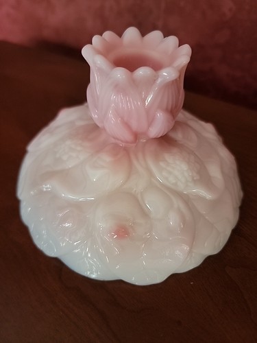 Gorgeous Fenton CANDLE HOLDERS Rosalene Pink WATER LILY - Beautiful set!!! - Picture 7 of 10