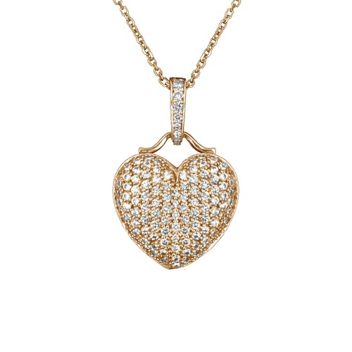 1.95 CT Brilliant Cut Diamond Heart Pendant in 14k Yellow Gold NEW - Picture 2 of 3