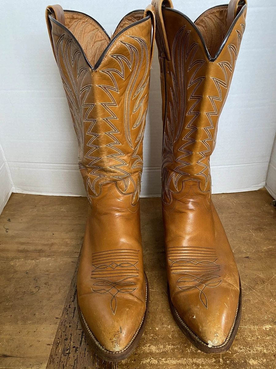 SHEPLERS mens light brown Leather Western pointed toe Cowboy Boots
