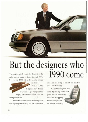 Mercedes Benz 300 E Luxury Sedan Double Page Vintage 1990 Print Ad - Picture 2 of 2