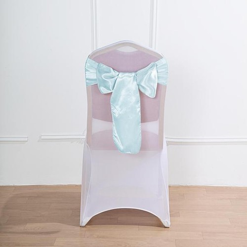 10 Light Blue Satin CHAIR SASHES Ties Bows Wedding Party Reception Decorations - Picture 4 of 6