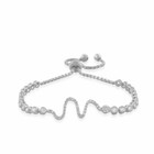 .925 Sterling Silver White Crystals Cz Snake Womens Link Chain Bracelet
