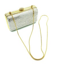 Vintage Judith Leiber Gold and Crystal Clutch Purse with Shoulder Chain