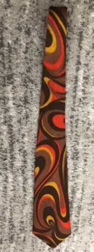 Vintage Tie 1960's Swirl Pattern Brown Gold Austin Powers Original Psychedelic - Picture 6 of 10