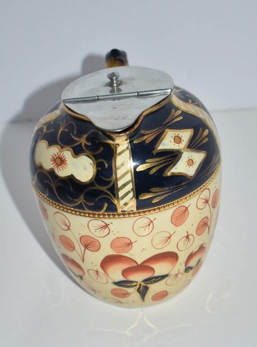Antique Jug with Clarke's Patented Pewter Lid~7" Tall~Fruits Design~Gold Accents - Picture 3 of 12