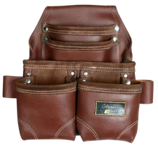 Leather Gold Oil Tanned Leather Pouch With Extra Big Pockets For Nails And Tools