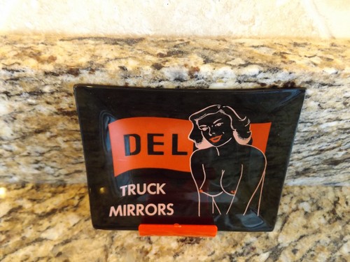 1960s HOUZE ART VINTAGE TRUCK MIRROR ADVERTISING TRAY DISH NAKED NAUGHTY ASHTRAY - Picture 2 of 7