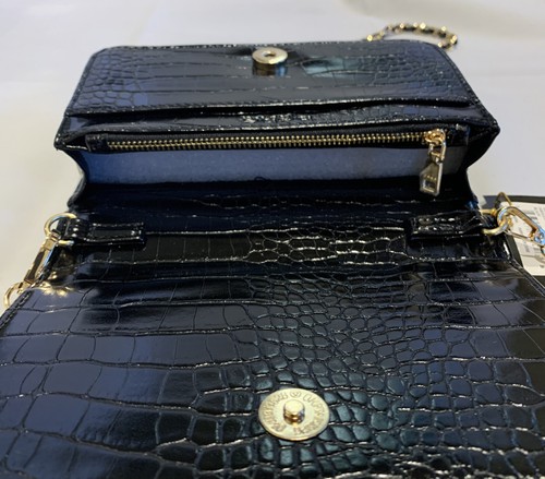 Bebe Fabiola Stamped Crocodile Crossbody Mini/Hand Bag•BLACK• Brand NWTS - Picture 7 of 9