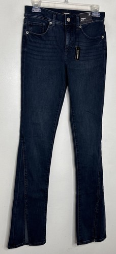 Express mid-rise split hem Medium Wash Skyscraper Jeans Size 2 New - Picture 2 of 8