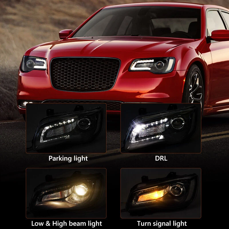 Halogen Projector DRL Headlight For Chrysler 300 2015-2023 Assembly Bulbs Driver Foto 3 de 4