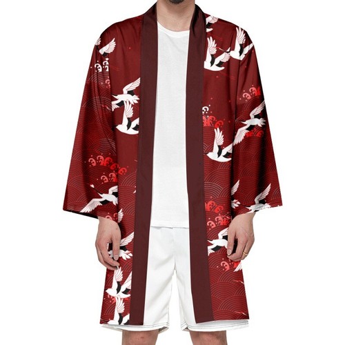 Bata kimono japonesa para hombre Yukata abrigo largo cárdigan haori vestido ropa exterior - Imagen 16 de 28