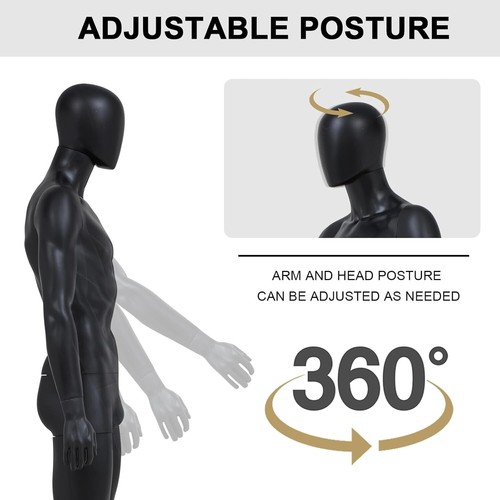 6 Ft Male Full Body Mannequin Detachable Dress Form Display Mannequin (Black) - Picture 7 of 9