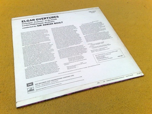 " ELGAR OVERTURES " BOULT SUPERB NMINT UK ORIGINAL HMV LP ASD 2822 - Picture 5 of 11