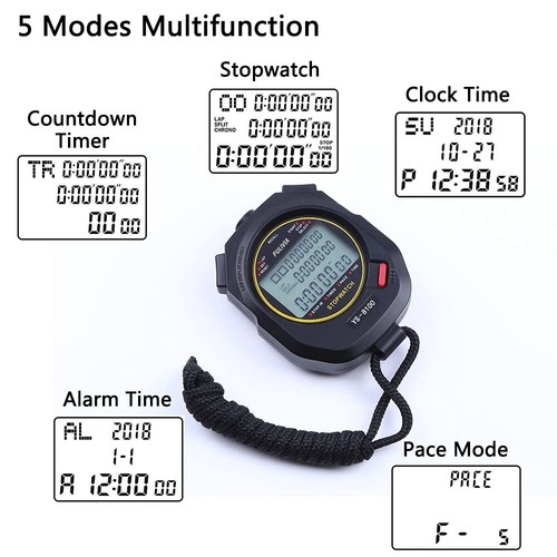 Sport Stoppuhr Timer 100 Runden Split Memory Digital Stoppuhr Countdown Timer... - Bild 3 von 7