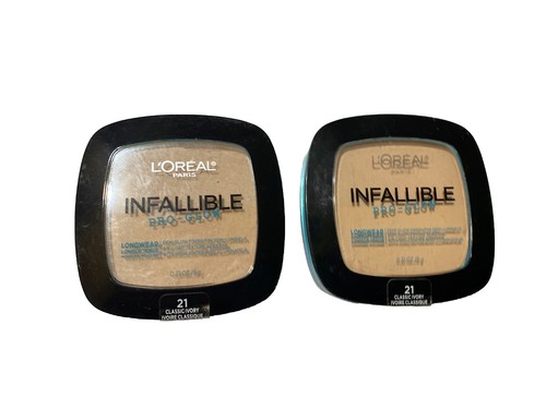 L'Oreal Infallible Pro-Glow Longwear Powder #21 Classic Ivory Lot Of 2 Sealed - Picture 1 of 2